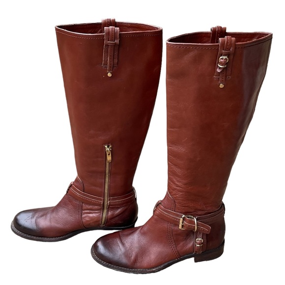 Vince Camuto Shoes - Vince Camuto Kabo Brown Leather Upper Riding Boots With Buckle Size: 10B